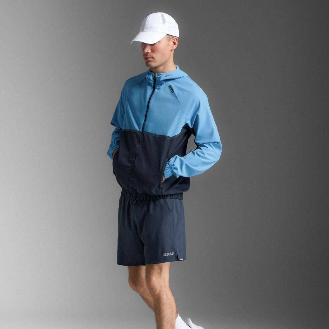 2XU Aero Hex Windbreaker | Azure | Mens