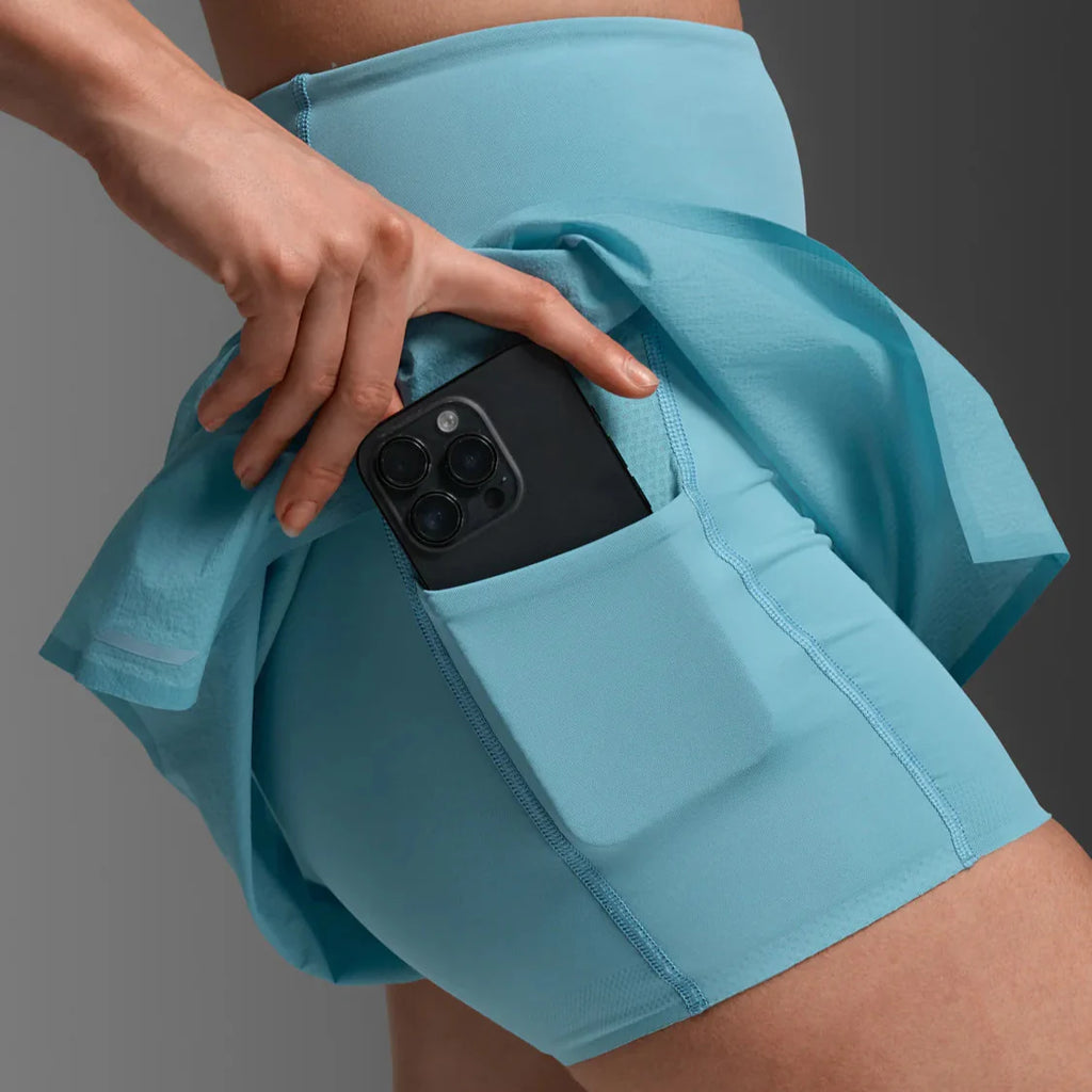 2XU Aero Hi-Rise 2-in-1 Shorts | Retro Blue / Reflective | Womens