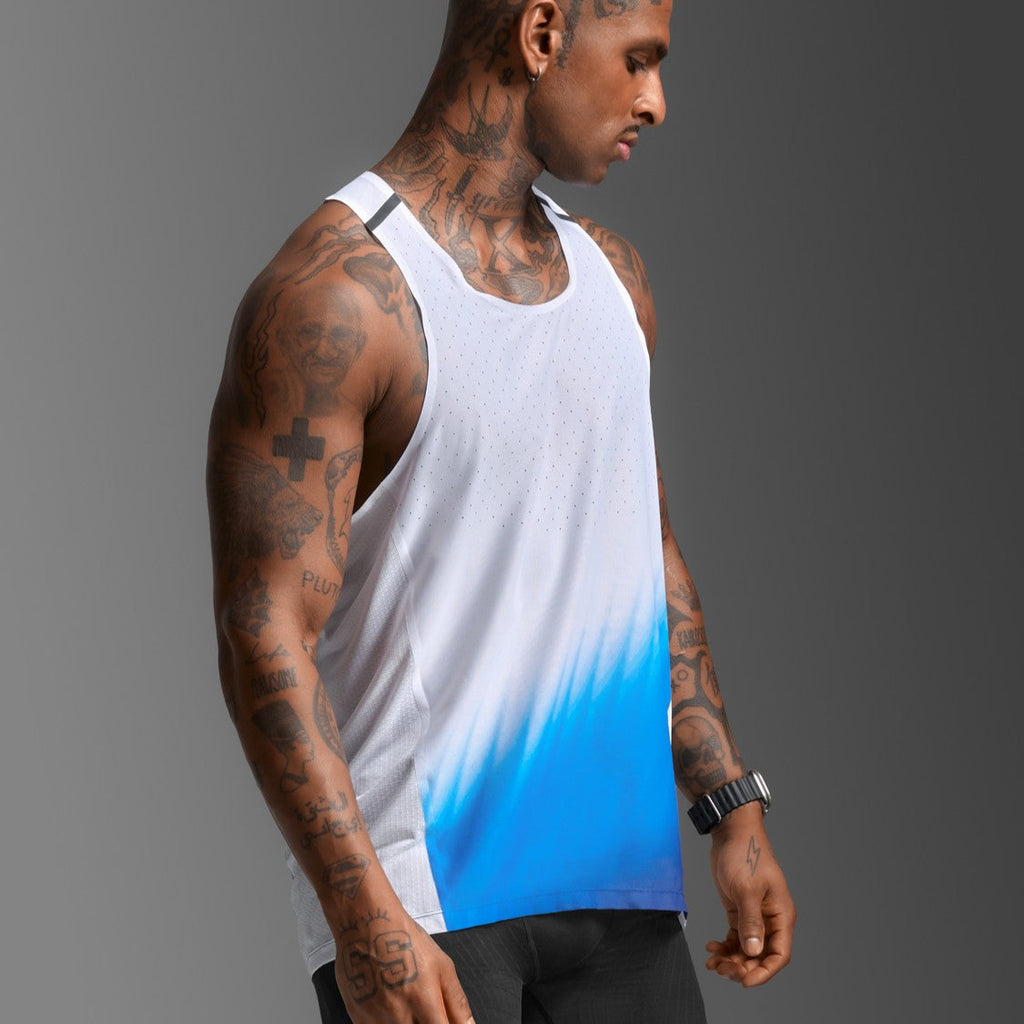 2XU Light Speed React Singlet | Blue Gradient / Black Reflective | Mens