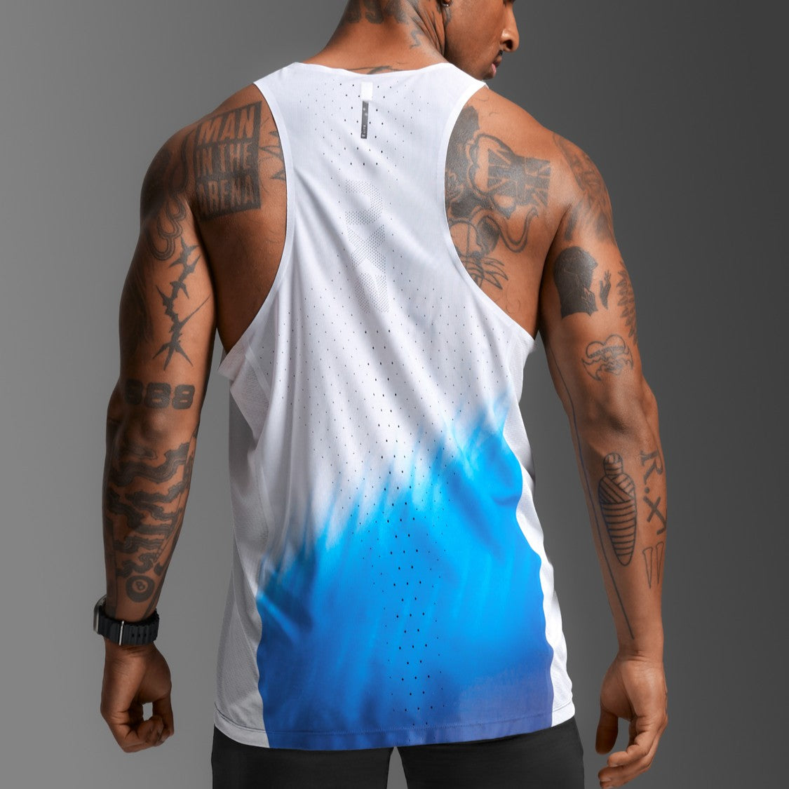 2XU Light Speed React Singlet | Blue Gradient / Black Reflective | Mens