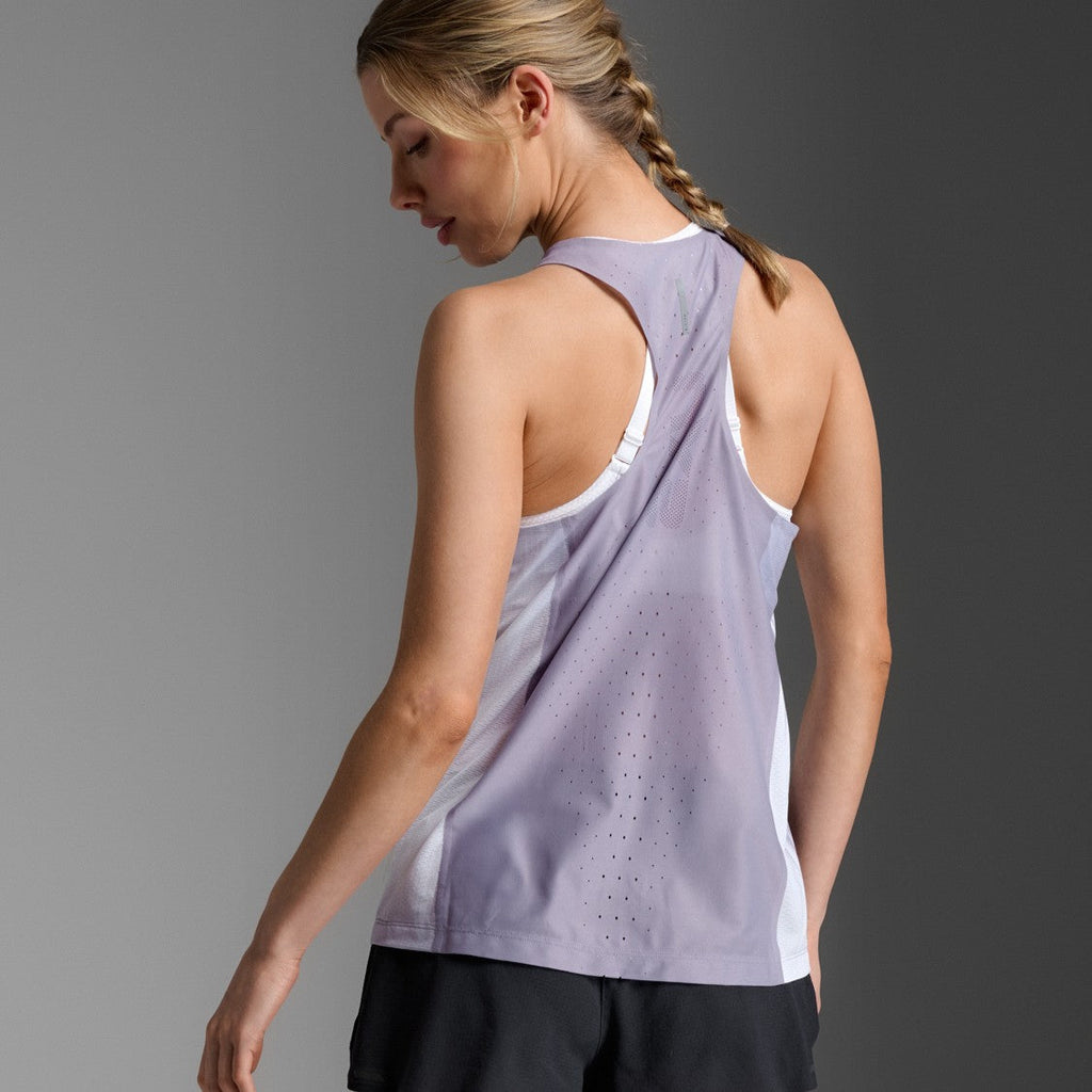 2XU Light Speed React Singlet | Glass Gradient Lilac / Silver Reflective | Womens
