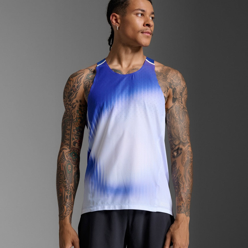 2XU Light Speed React Singlet | Glass Gradient Surf / White Reflective | Mens