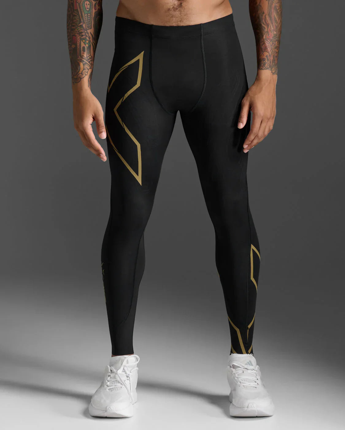 2XU Men's Light Speed Compression Tights - Black/Gold Reflective