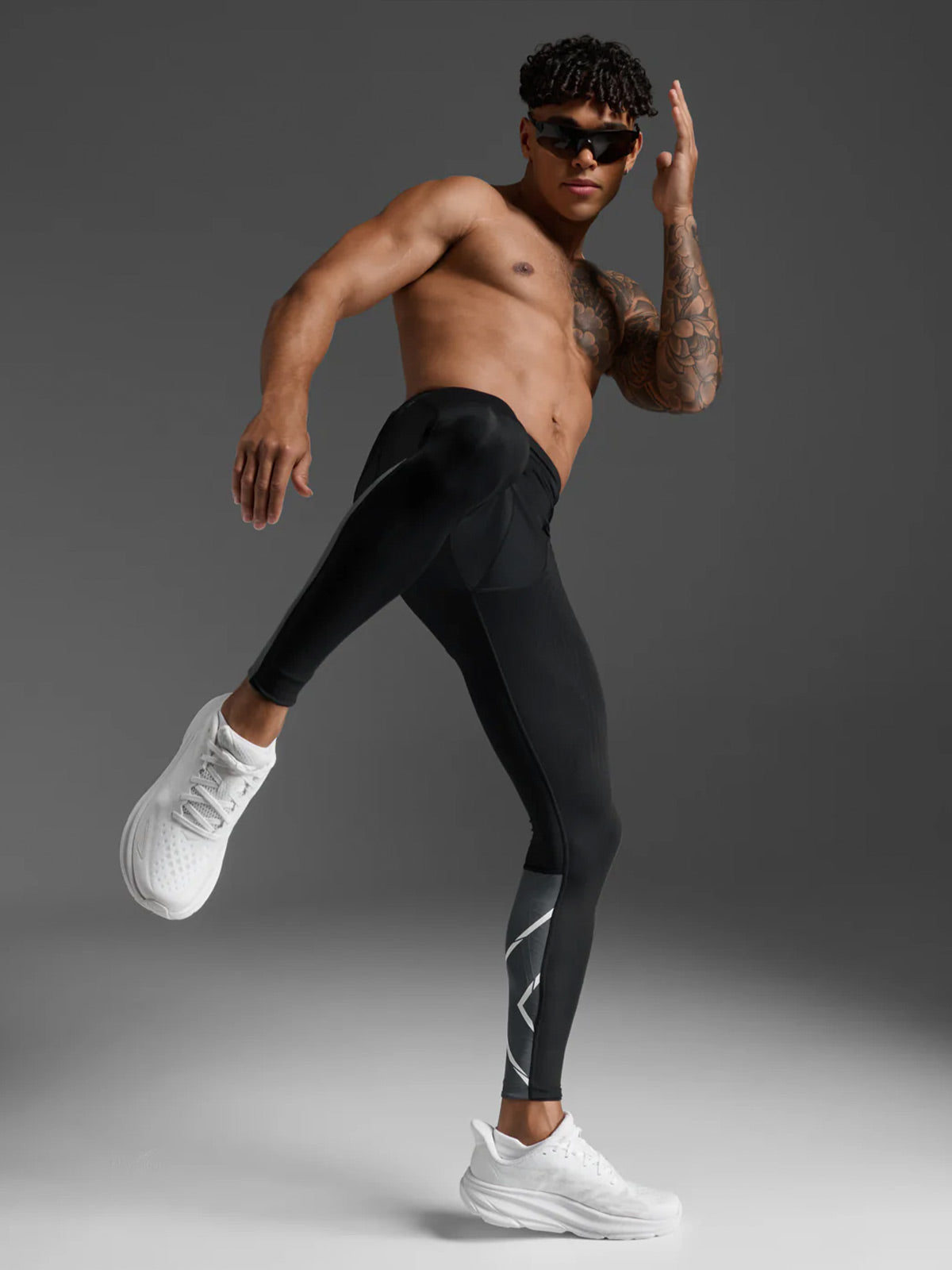 2XU Men's Light Speed React Comp Tights - Black/White Reflective