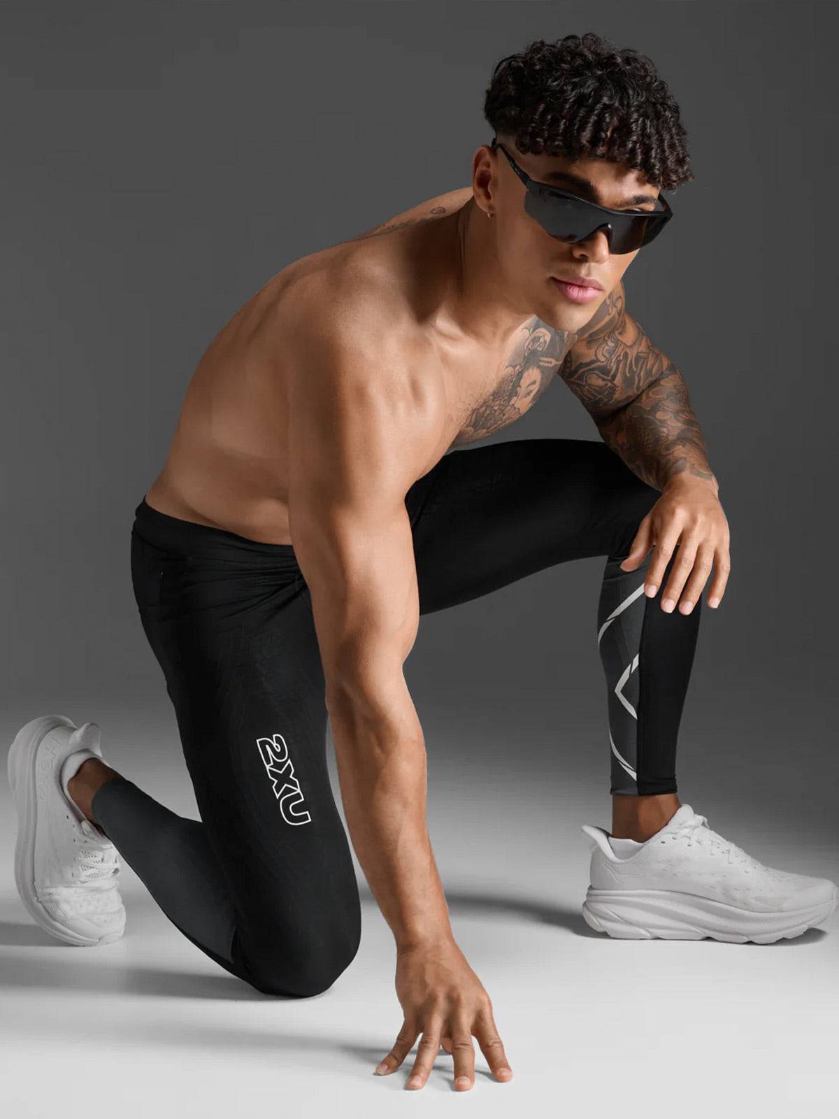 2XU Men's Light Speed React Comp Tights - Black/White Reflective
