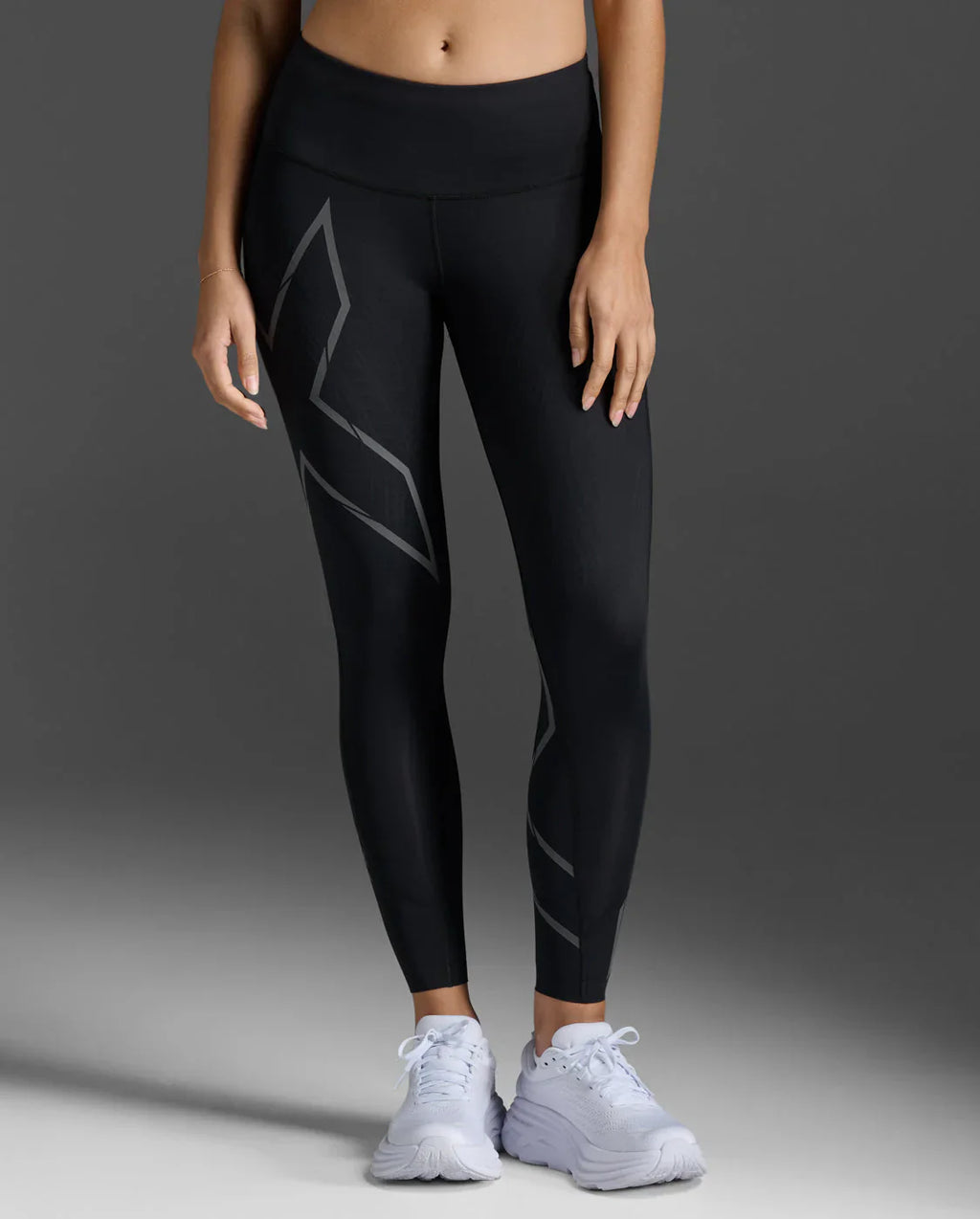 2XU Women's Light Speed Compression Mid-Rise Tights - Black/ Black Reflective