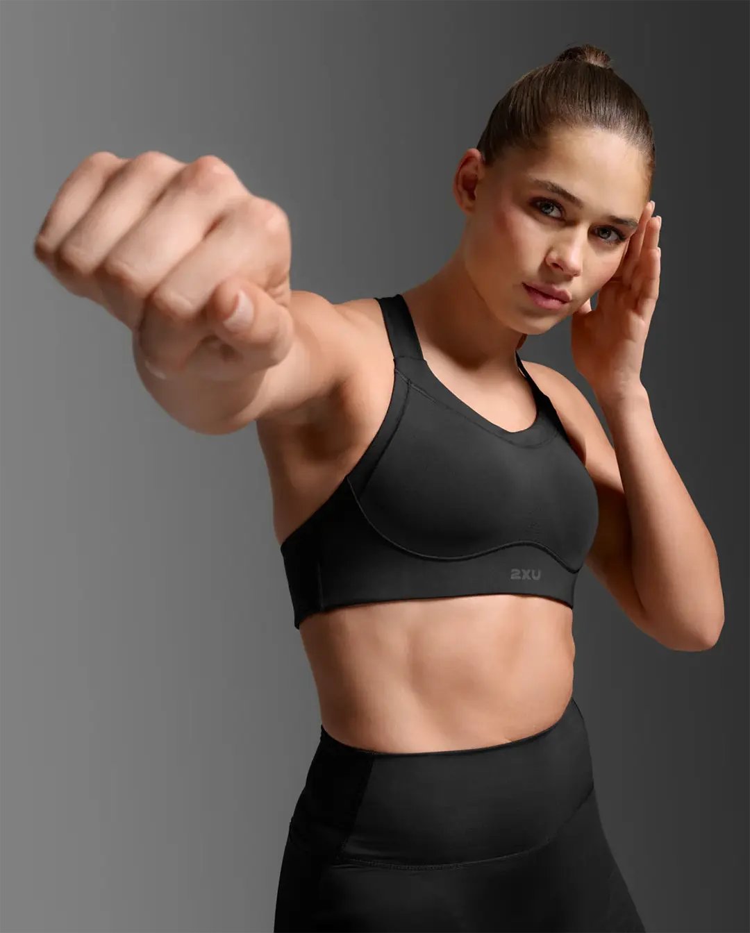 2XU Women's Light Speed High Impact Bra - Black/Silver Reflective