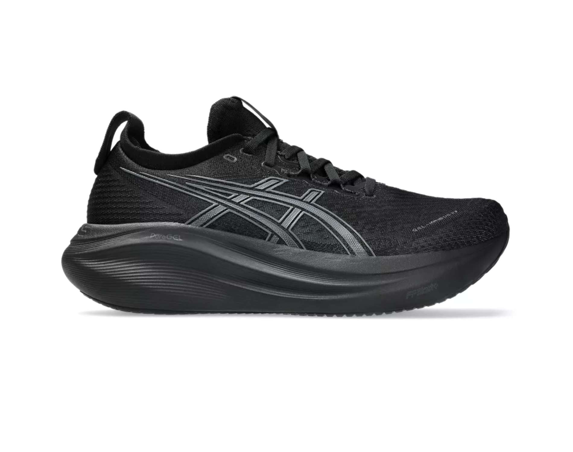 Asics GEL Nimbus 27 running shoes for men, in black graphite grey colour
