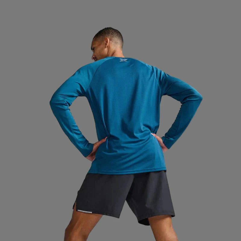 2XU Aero Long Sleeve Tee | Majol / Silver Reflective | Mens
